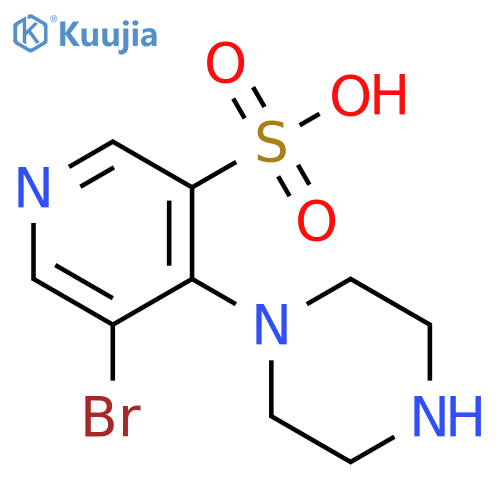 5-Bromo-4-piperazin-1-yl-pyridine-3-sulfonic acid structure