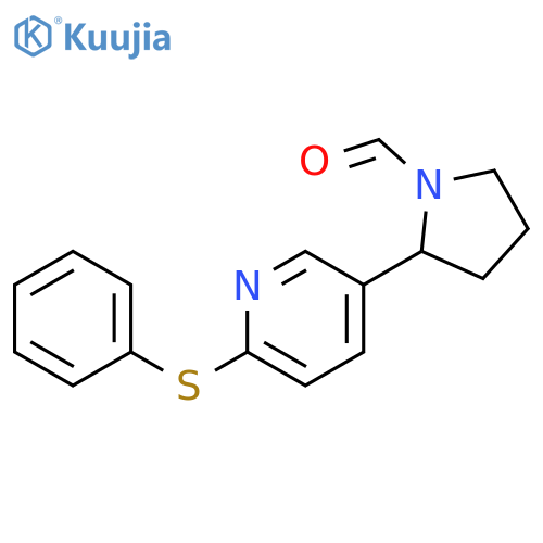 2-(6-Phenylsulfanyl-pyridin-3-yl)-pyrrolidine-1-carbaldehyde structure