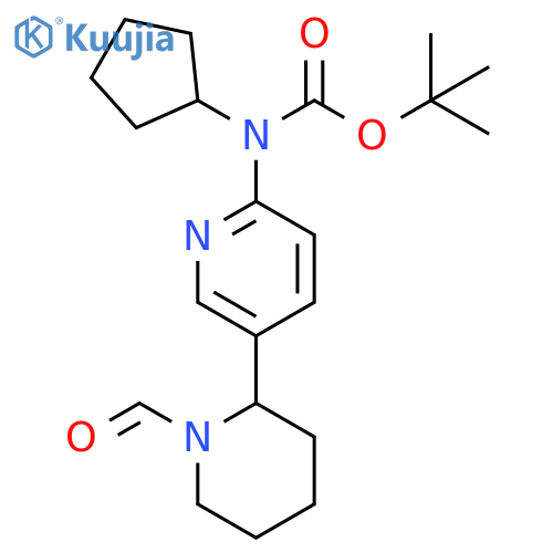 Cyclopentyl-(1-formyl-1,2,3,4,5,6-hexahydro-[2,3]bipyridinyl-6-yl)-carbamic acid tert-butyl ester structure