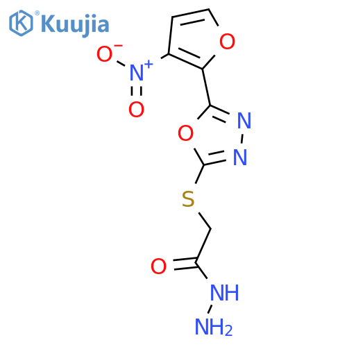 Acetic acid,2-[[5-(5-nitro-2-furanyl)-1,3,4-oxadiazol-2-yl]thio]-, hydrazide structure