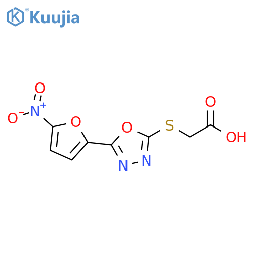 Acetic acid, [[5-(5-nitro-2-furanyl)-1,3,4-oxadiazol-2-yl]thio]- structure