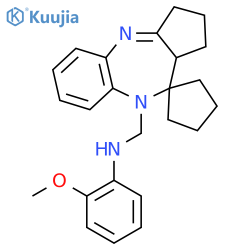 2-methoxy-N-(1,2,3,10a-tetrahydro-9H-spiro[benzo[b]cyclopenta[e][1,4]diazepine-10,1'-cyclopentan]-9-ylmethyl)aniline structure