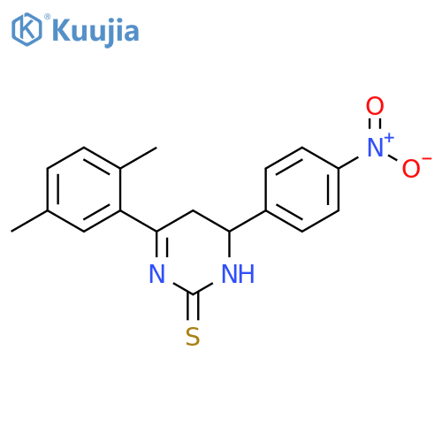 2(1H)-Pyrimidinethione,4-(2,5-dimethylphenyl)-5,6-dihydro-6-(4-nitrophenyl)- structure