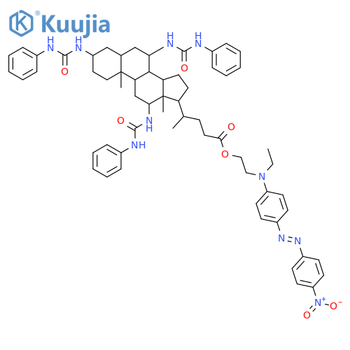 Cholan-24-oic acid, 3,7,12-tris[[(phenylamino)carbonyl]amino]-, 2-[ethyl[4-[2-(4-nitrophenyl)diazenyl]phenyl]amino]ethyl ester, (3α,5β,7α,12α)- structure