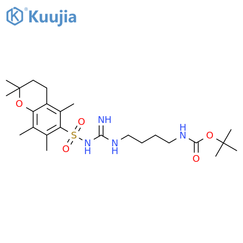 Tert-butyl (4-(3-((2,2,5,7,8-pentamethylchroman-6-yl)sulfonyl)guanidino)butyl)carbamate structure