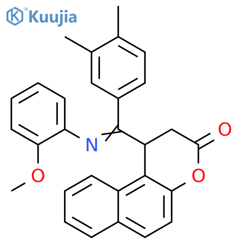 3H-Naphtho[2,1-b]pyran-3-one,1-[(3,4-dimethylphenyl)[(2-methoxyphenyl)imino]methyl]-1,2-dihydro- structure