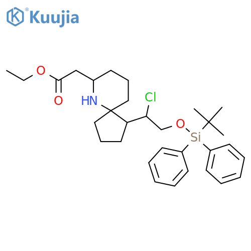 6-Azaspiro[4.5]decane-7-acetic acid, 1-[(1R)-1-chloro-2-[[(1,1-dimethylethyl)diphenylsilyl]oxy]ethyl]-, ethyl ester, (1S,5S,7R)-rel- structure