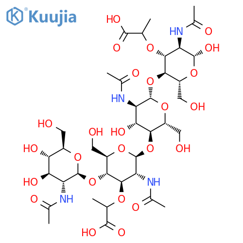 O-2-(AcetylaMino)-2-deoxy-β-D-glucopyranosyl-(1→4)-O-(N-acetyl- β-MuraMosyl)-(1→4)-O-2-(acetylaMino)-2-deoxy-β-D-glucopyranosyl-(1→4)-N-acetylMuraMic Acid structure