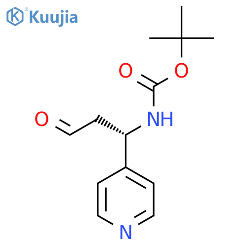 tert-butyl N-(1S)-3-oxo-1-(pyridin-4-yl)propylcarbamate structure