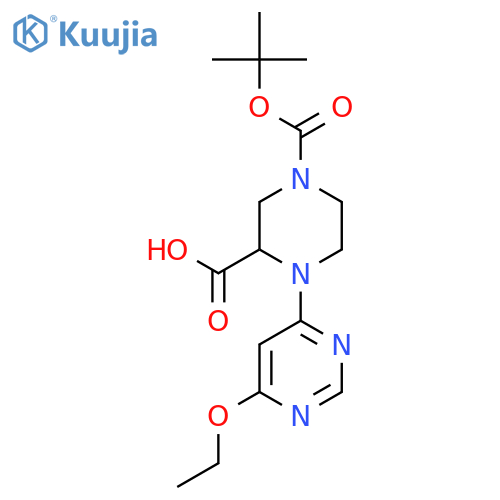 4-(tert-Butoxycarbonyl)-1-(6-ethoxypyrimidin-4-yl)piperazine-2-carboxylic acid structure