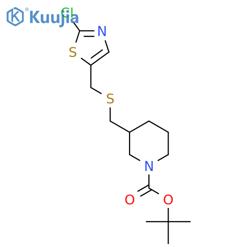 3-(2-Chloro-thiazol-5-ylmethylsulfanylmethyl)-piperidine-1-carboxylic acid tert-butyl ester structure