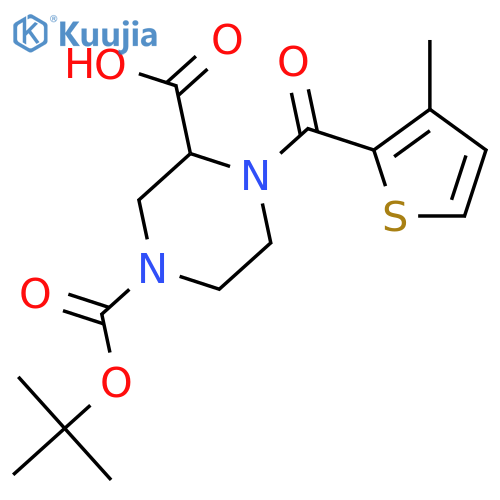 4-(tert-Butoxycarbonyl)-1-(3-methylthiophene-2-carbonyl)piperazine-2-carboxylic acid structure