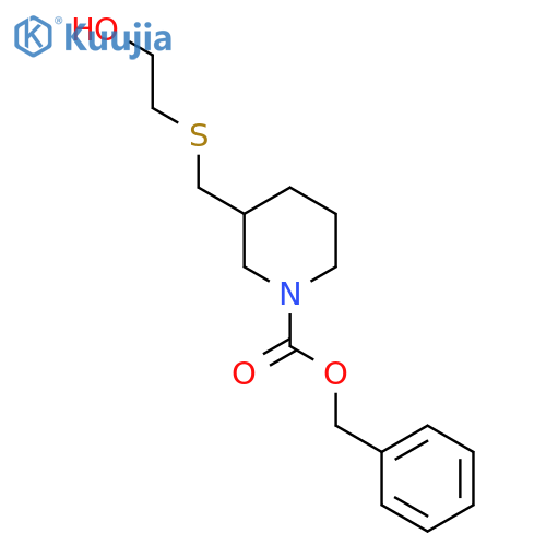 3-(2-Hydroxy-ethylsulfanylmethyl)-piperidine-1-carboxylic acid benzyl ester structure