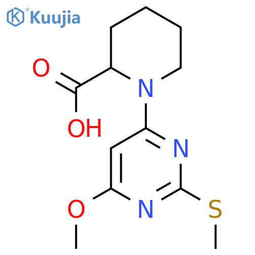 1-(6-Methoxy-2-(methylthio)pyrimidin-4-yl)piperidine-2-carboxylic acid structure