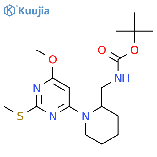 tert-Butyl ((1-(6-methoxy-2-(methylthio)pyrimidin-4-yl)piperidin-2-yl)methyl)carbamate structure