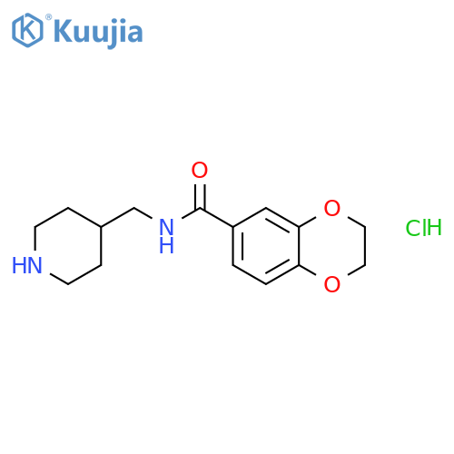 N-(Piperidin-4-ylmethyl)-2,3-dihydrobenzo[b][1,4]dioxine-6-carboxamide hydrochloride structure