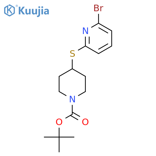 4-(6-Bromo-pyridin-2-ylsulfanyl)-piperidine-1-carboxylic acid tert-butyl ester structure