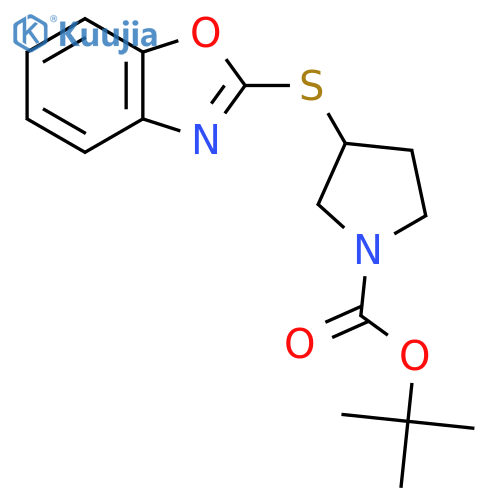 3-(Benzooxazol-2-ylsulfanyl)-pyrrolidine-1-carboxylic acid tert-butyl ester structure