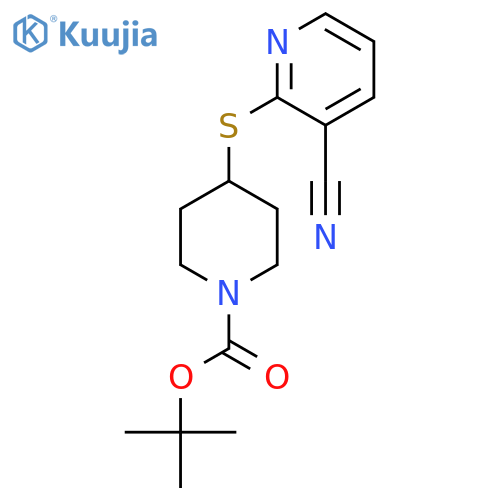 4-(3-Cyanopyridin-2-ylsulfanyl)piperidine-1-carboxylic acid tert-butyl ester structure
