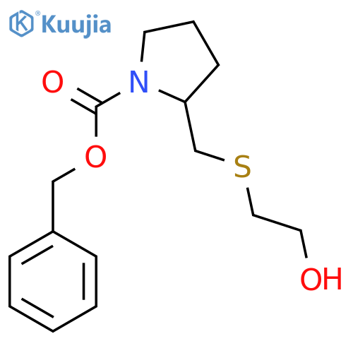2-(2-Hydroxy-ethylsulfanylmethyl)-pyrrolidine-1-carboxylic acid benzyl ester structure