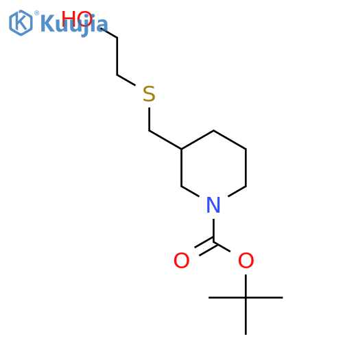 3-(2-Hydroxy-ethylsulfanylmethyl)-piperidine-1-carboxylic acid tert-butyl ester structure