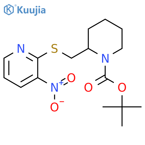 2-(3-Nitropyridin-2-ylsulfanylmethyl)piperidine-1-carboxylic acid tert-butyl ester structure