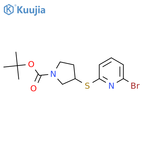 3-(6-Bromo-pyridin-2-ylsulfanyl)-pyrrolidine-1-carboxylic acid tert-butyl ester structure