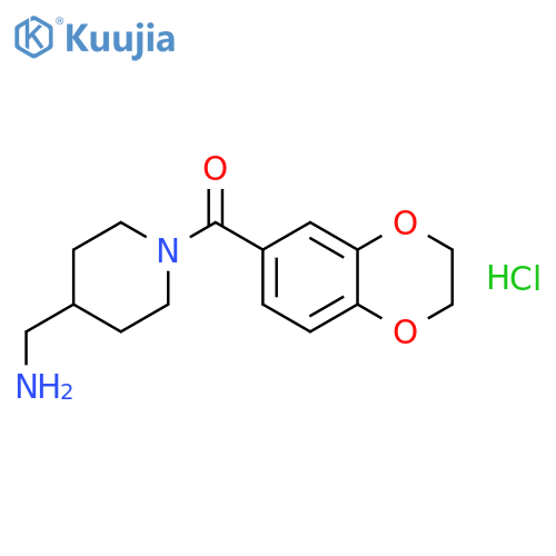 (4-(Aminomethyl)piperidin-1-yl)(2,3-dihydrobenzo[b][1,4]dioxin-6-yl)methanone hydrochloride structure