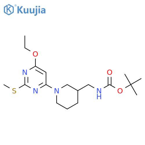 tert-Butyl ((1-(6-ethoxy-2-(methylthio)pyrimidin-4-yl)piperidin-3-yl)methyl)carbamate structure