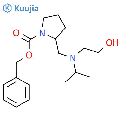 2-{[(2-Hydroxy-ethyl)-isopropyl-amino]-methyl}-pyrrolidine-1-carboxylic acid benzyl ester structure