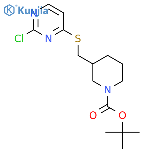 3-(2-Chloro-pyrimidin-4-ylsulfanylmethyl)-piperidine-1-carboxylic acid tert-butyl ester structure