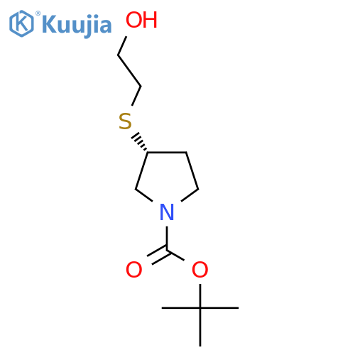 (R)-3-(2-Hydroxy-ethylsulfanyl)-pyrrolidine-1-carboxylic acid tert-butyl ester structure