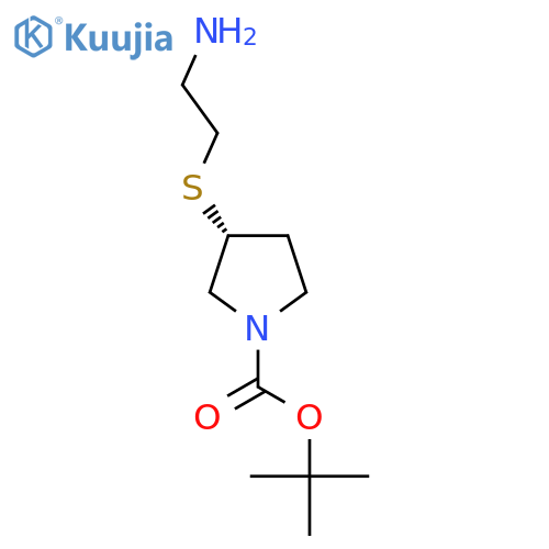 (R)-3-(2-Amino-ethylsulfanyl)-pyrrolidine-1-carboxylic acid tert-butyl ester structure
