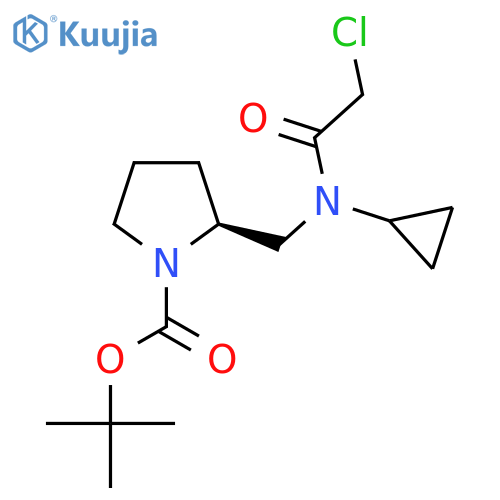 (S)-2-{[(2-Chloro-acetyl)-cyclopropyl-amino]-methyl}-pyrrolidine-1-carboxylic acid tert-butyl ester structure