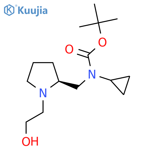 Cyclopropyl-[(S)-1-(2-hydroxy-ethyl)-pyrrolidin-2-ylmethyl]-carbamic acid tert-butyl ester structure