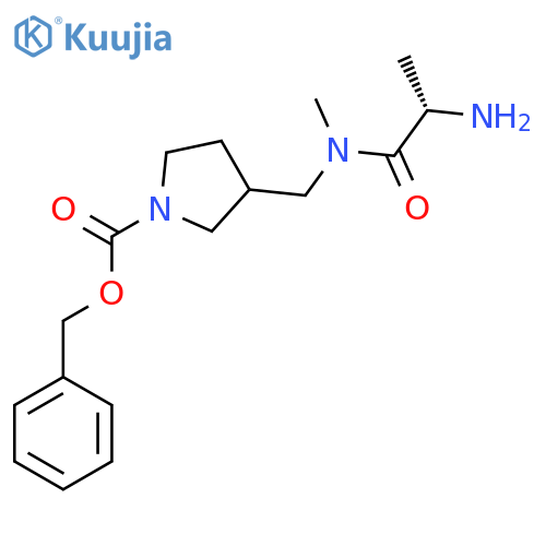 3-{[((S)-2-Amino-propionyl)-methyl-amino]-methyl}-pyrrolidine-1-carboxylic acid benzyl ester structure