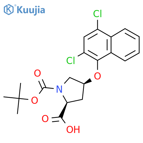 (2S,4S)-1-(tert-Butoxycarbonyl)-4-(2,4-dichloro-1-naphthyl)oxy-2-pyrrolidinecarboxylic Acid structure