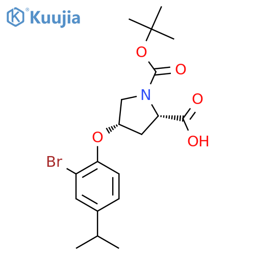 (2S,4S)-4-(2-Bromo-4-isopropylphenoxy)-1-(tert-butoxycarbonyl)-2-pyrrolidinecarboxylic acid structure