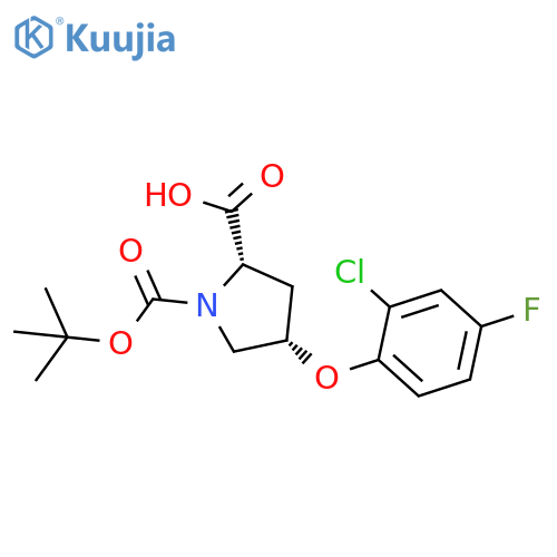 (2S,4S)-1-(tert-Butoxycarbonyl)-4-(2-chloro-4-fluorophenoxy)-2-pyrrolidinecarboxylic acid structure