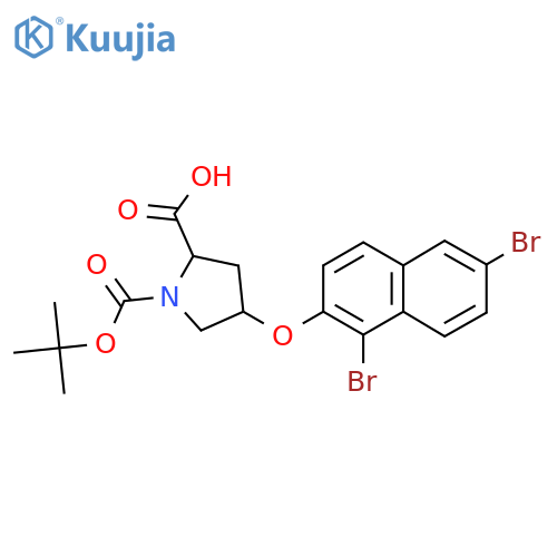(2S,4S)-1-(tert-Butoxycarbonyl)-4-(1,6-dibromo-2-naphthyl)oxy-2-pyrrolidinecarboxylic Acid structure