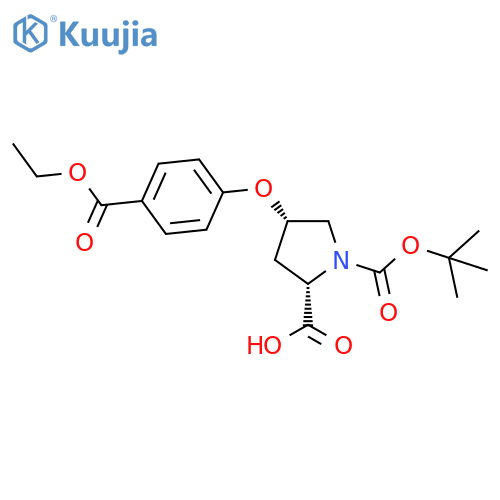 (2S,4S)-1-(tert-Butoxycarbonyl)-4-4-(ethoxy-carbonyl)phenoxy-2-pyrrolidinecarboxylic Acid structure