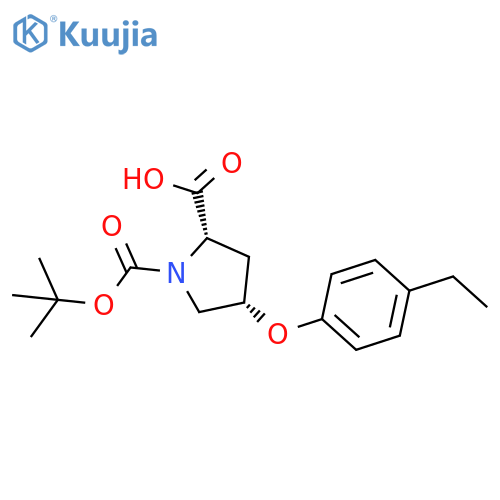 (2S,4S)-1-(tert-Butoxycarbonyl)-4-(4-ethyl-phenoxy)-2-pyrrolidinecarboxylic acid structure