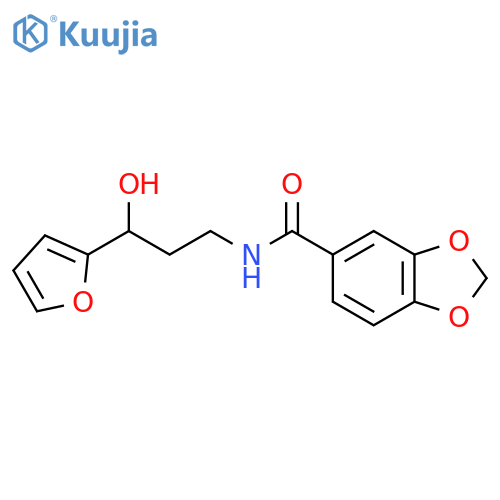 N-3-(furan-2-yl)-3-hydroxypropyl-2H-1,3-benzodioxole-5-carboxamide structure