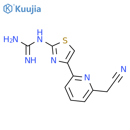 Guanidine, [4-[6-(cyanomethyl)-2-pyridinyl]-2-thiazolyl]- structure