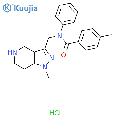 4-Methyl-N-[(1-methyl-4,5,6,7-tetrahydropyrazolo[4,3-c]pyridin-3-yl)methyl]-N-phenylbenzamide;hydrochloride structure