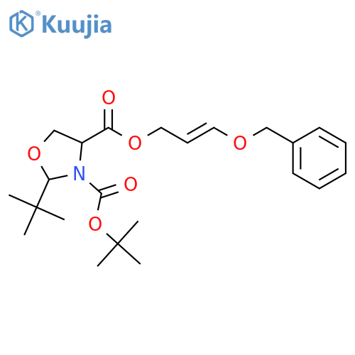 3,4-Oxazolidinedicarboxylic acid, 2-(1,1-dimethylethyl)-, 3-(1,1-dimethylethyl) 4-[(2E)-3-(phenylmethoxy)-2-propen-1-yl] ester, (2S,4R)- structure