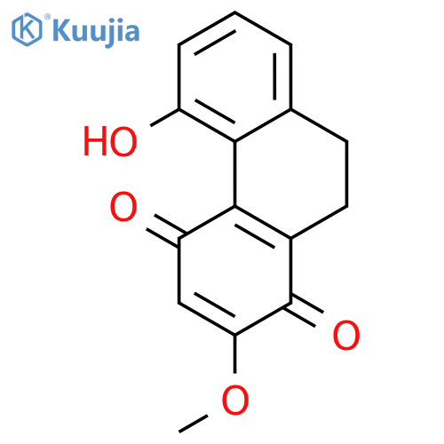 5-hydroxy-2-methoxy-9,10-dihydrophenanthrene-1,4-dione structure