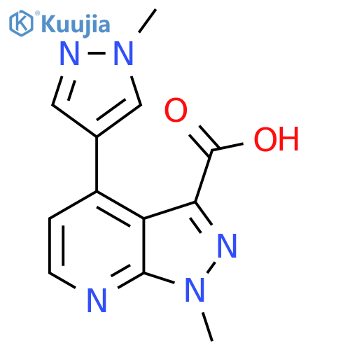 1-methyl-4-(1-methyl-1H-pyrazol-4-yl)-1H-pyrazolo3,4-bpyridine-3-carboxylic acid structure
