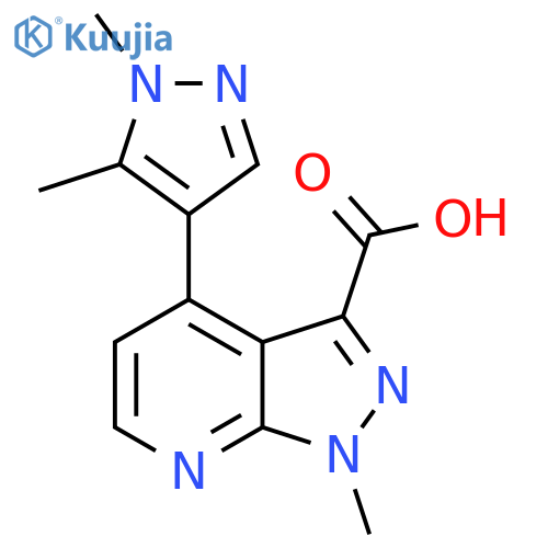 4-(1,5-Dimethyl-1H-pyrazol-4-yl)-1-methyl-1H-pyrazolo[3,4-b]pyridine-3-carboxylic acid structure