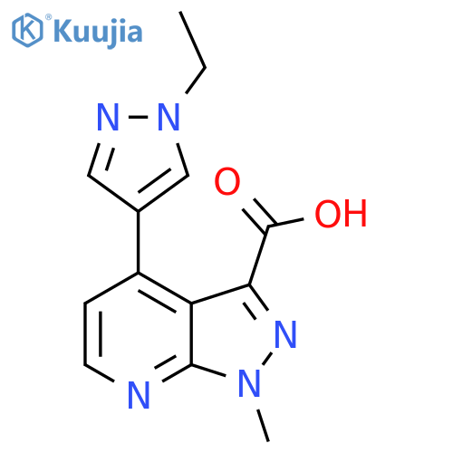 4-(1-ethyl-1H-pyrazol-4-yl)-1-methyl-1H-pyrazolo3,4-bpyridine-3-carboxylic acid structure